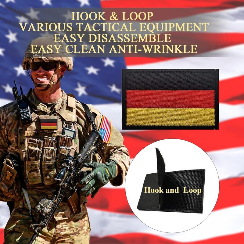 MWOOT 2PCS Germany Flag Patch Embroidered Morale Patch Military Tactical Patches Hook and Loop(Black Border) - Image 3